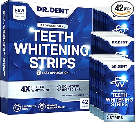 👨⚕️Von der CED empfohlen✅Professional Zahnaufhellungsstreifen 21 Anwendungen - Zahnschmelz-sicher - Ohne Schmerzempfindlichkeit - Professionelle Zahnbleaching Strips - 42 Streifen + Mundöffner Inklusive