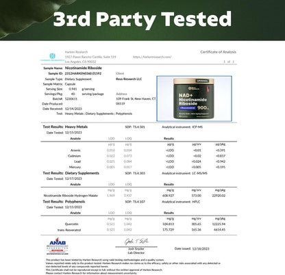 '-Reus Research NR900 – NAD+ Nahrungsergänzungsmittel zur Unterstützung der Hautalterung, für mehr Energie und Konzentration – 80 Stück – Vitamin- und Wellness-Ergänzungsmittel