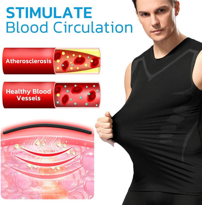 Pukmqu Gfouk Menionic Turmalin Haltungskorrektur-Weste, Ionisches Formgebungs-Ärmelloses Shirt, Haltungskorrektur für Männer, Rückenstützweste