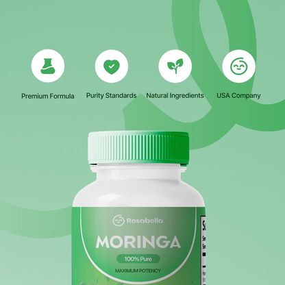 Rosabella Moringa Kapseln (800 mg) zur Unterstützung des Immunsystems, Darmgesundheit & Vitamine