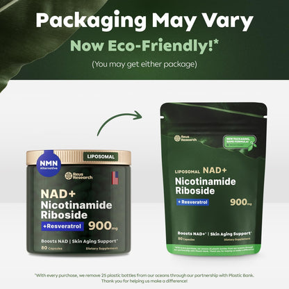 '-Reus Research NR900 – NAD+ Nahrungsergänzungsmittel zur Unterstützung der Hautalterung, für mehr Energie und Konzentration – 80 Stück – Vitamin- und Wellness-Ergänzungsmittel