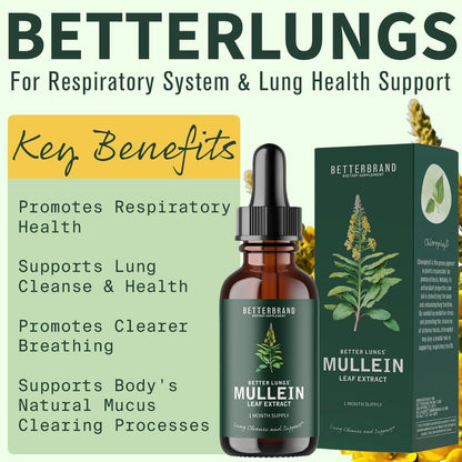 BetterLungs Königskerzenblätter- & Chlorophyll-Extrakt-Tropfen zur Lungenentgiftung, Nahrungsergänzungsmittel