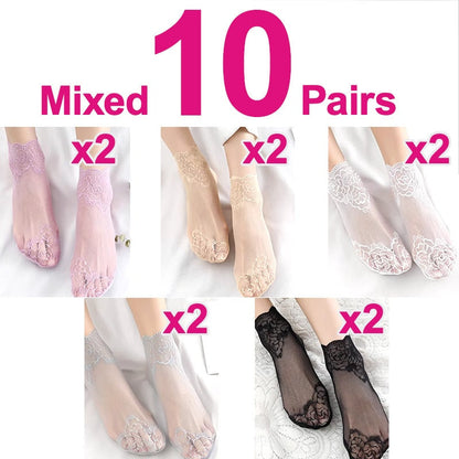 Bootssocken mit floralem Rand