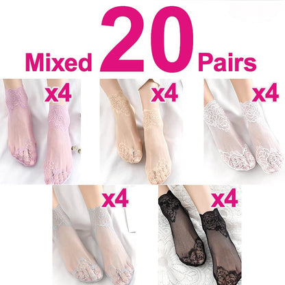 Bootssocken mit floralem Rand