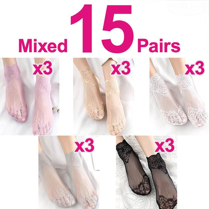 Bootssocken mit floralem Rand