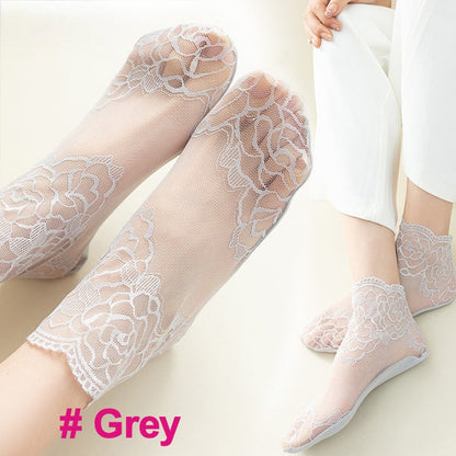 Bootssocken mit floralem Rand